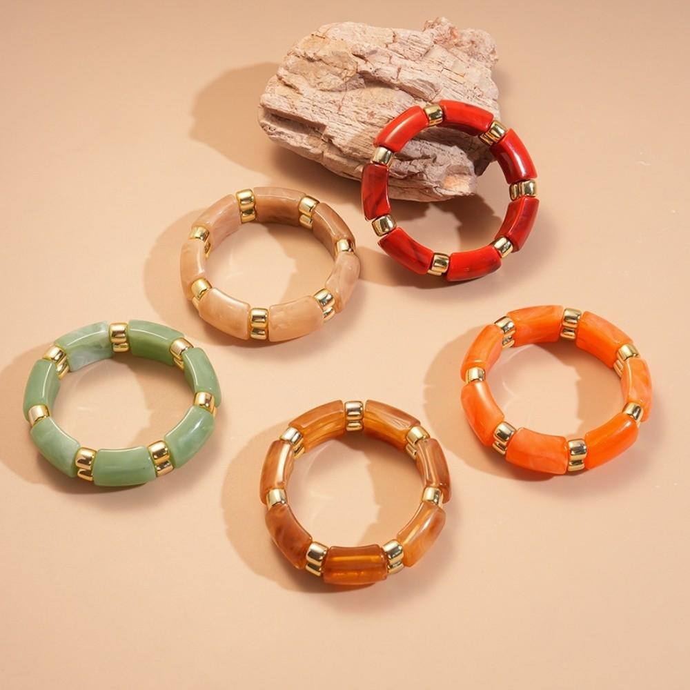 Bohemian Acrylic Bangle Geometric Retro Hand Ring Temperament Exaggerated Bracelet Summer
