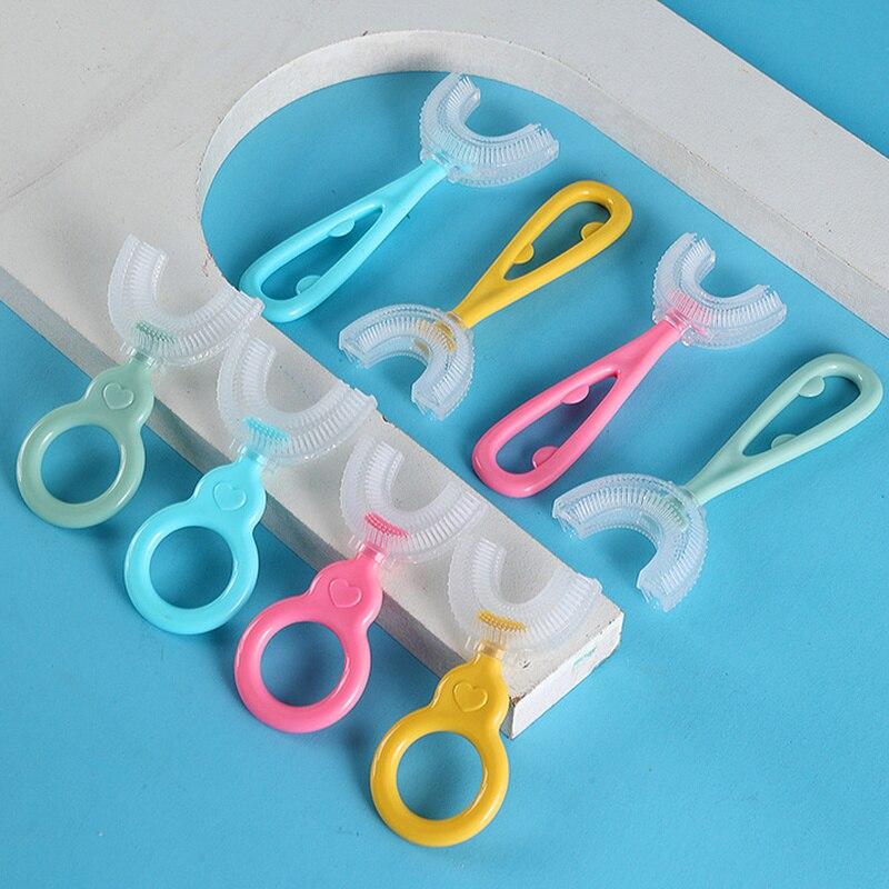 1 шт., детская зубная щетка U-образной формы, детская силиконовая зубная щетка для детей, ручная тренировочная щетка для зубов для малышей, щетка для чистки рта