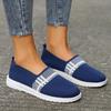 Mix Color Striped Knitted Flats Women Breathable Mesh Soft Sole  Spring Non-Slip Casual Walking Shoes 43