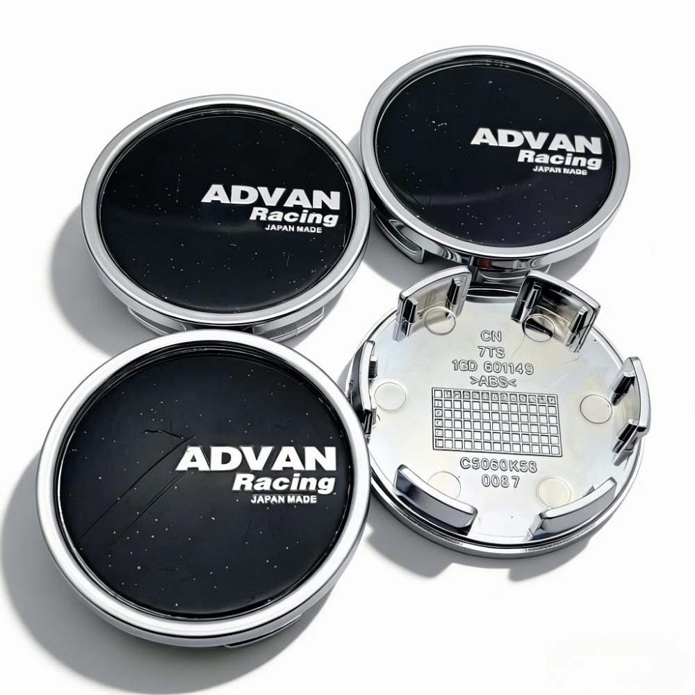 4pcs Advan Racing Logo Emblem Car Wheel Center Caps 58MM Clip 53MM Wheels Hub Cap Rim Hubcaps Dust Cover Replace Car Accessories