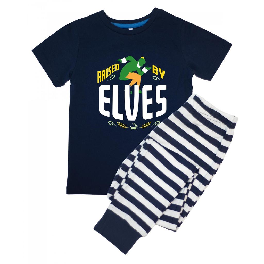 Elf Boys Raised By An Elf Stripe Short-Sleeved Long Pyjama Set