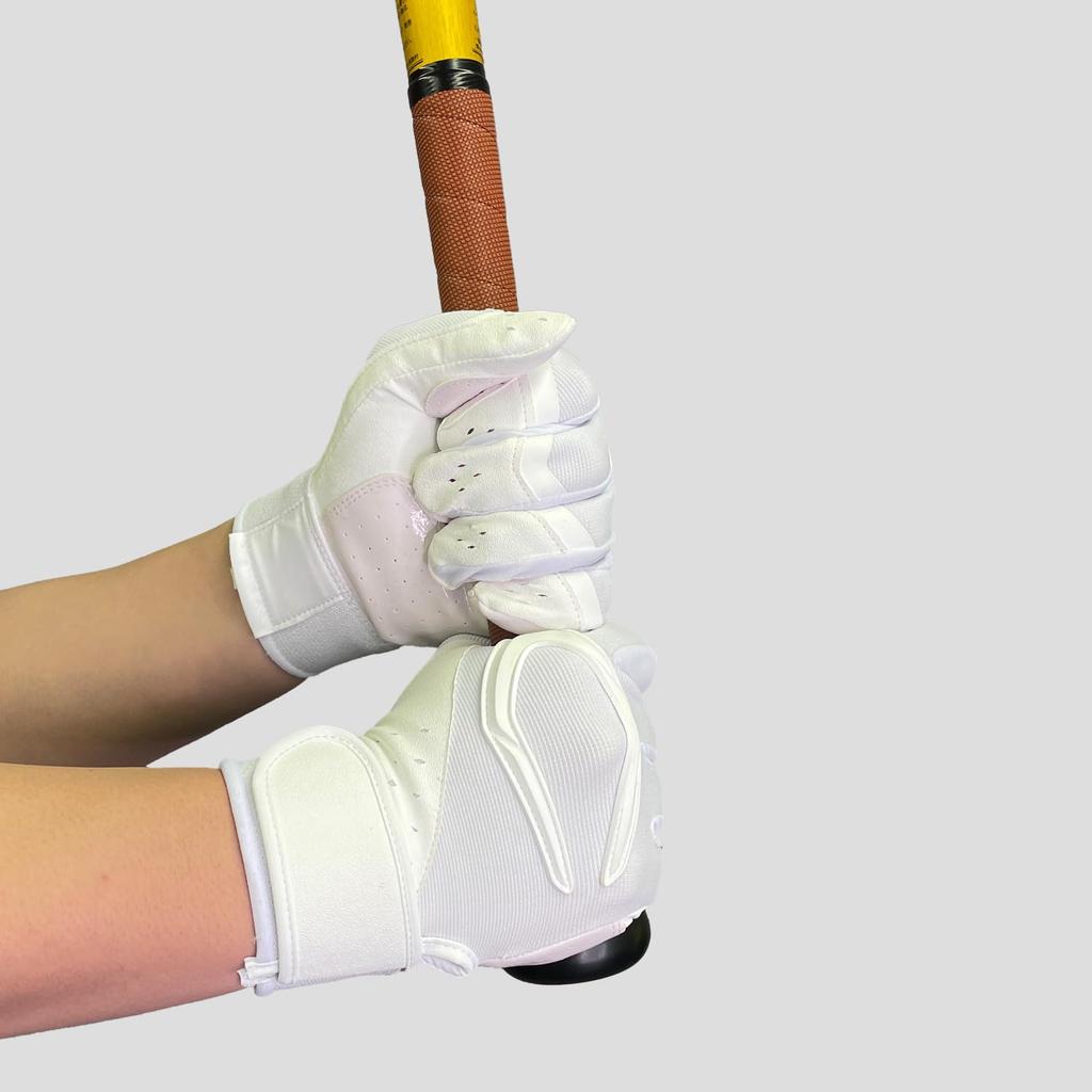 CUTTERS Batting Gloves B444S Power Control Size White 4.0 Solid, Ambidextrous, Baseball/Softball, M,