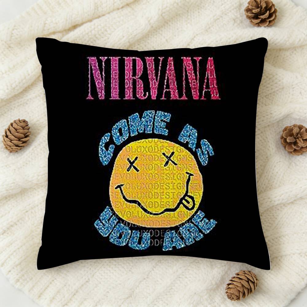 Band Nirvana Doublesided Printed Square Decorative Cushion Cover for Sofa Living Room Home Decor