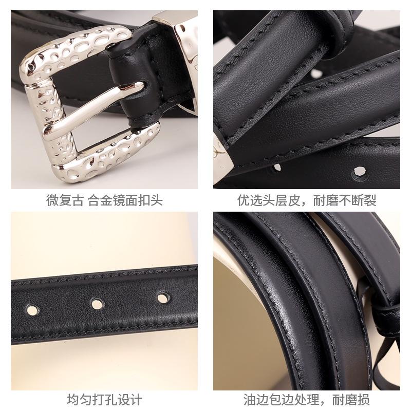 Женский тонкий ремень из первого слоя коровьей кожи, простая декоративная пряжка в виде маленького седла, 100, с юбкой