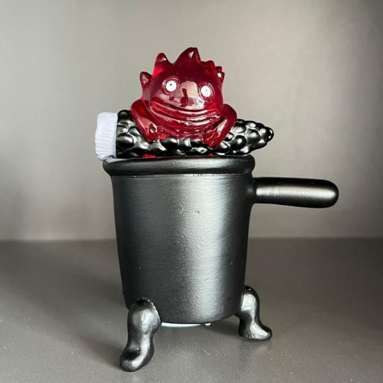 Adorable Calcifer Lamp Statue Night Light Cartoon Shape Warm Orange Flame Light Bedroom Office Decoration