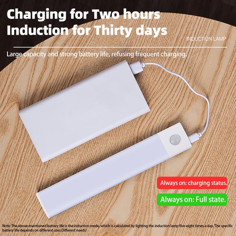 1 шт. Светодиодный ночник с датчиком движения, беспроводной, USB-перезаряжаемый, лампа для шкафа, гардероба, подсветка под кухонную светодиодную