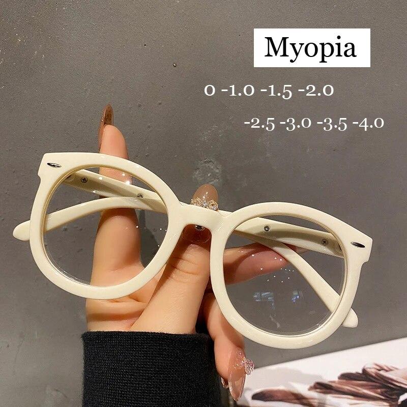 Большие черные очки для близорукости для мужчин и женщин с круглой оправой, очки для близорукости, оптические очки, диоптрии от -0,5 до -6,0