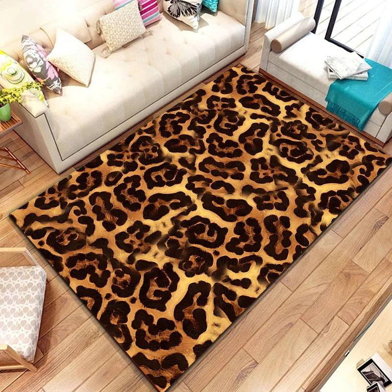 Ковер Коврик с леопардовым принтом Золотой Черный Животный узор Модный Современный Дикая природа Домашнее украшение Напольный коврик Ковры для гостиной