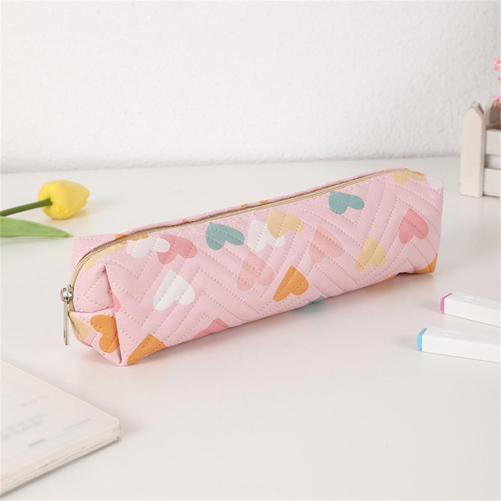 Cute Heart Pen Bag Student Stationery Bag Pencil Case Multifunctional Stationery Organizer Zipper Pouch School Supplies