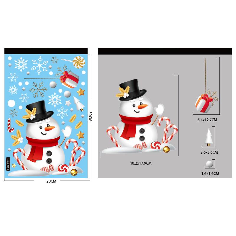 Рождественские наклейки на окна Мультяшный Санта-Клаус Снеговик Елка Наклейка на стекло Настенное украшение Счастливого Рождества для дома