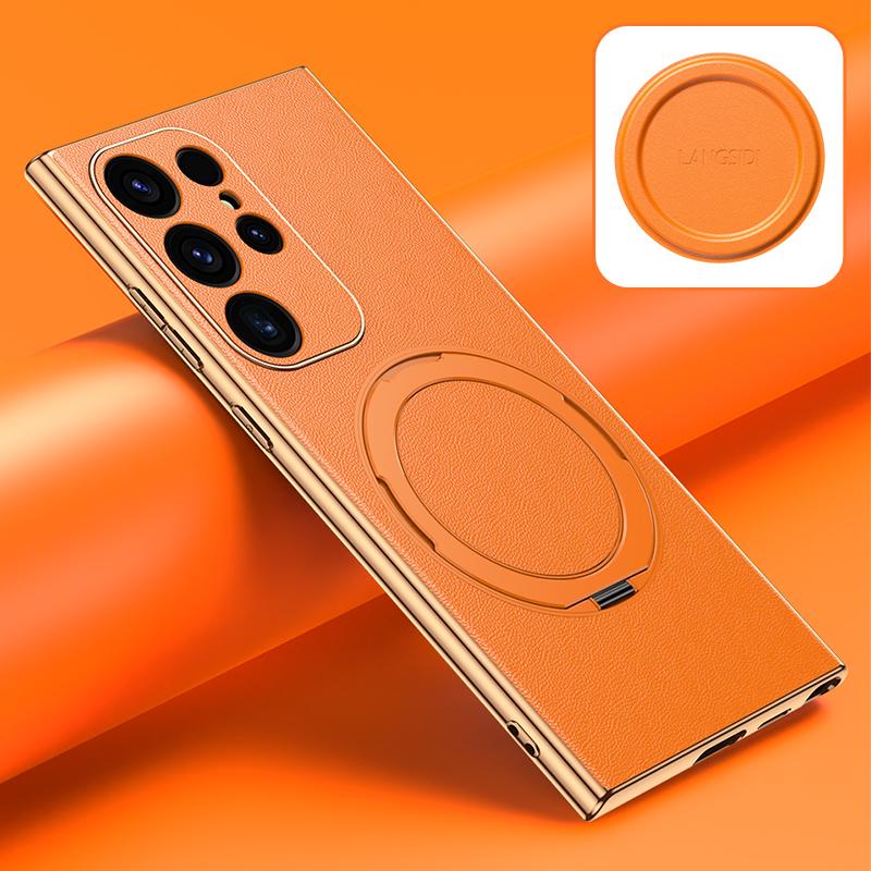 Кожаный чехол для телефона Samsung Galaxy S24 S23+ S23 Plus с магнитной подставкой 360° и кольцом-держателем
