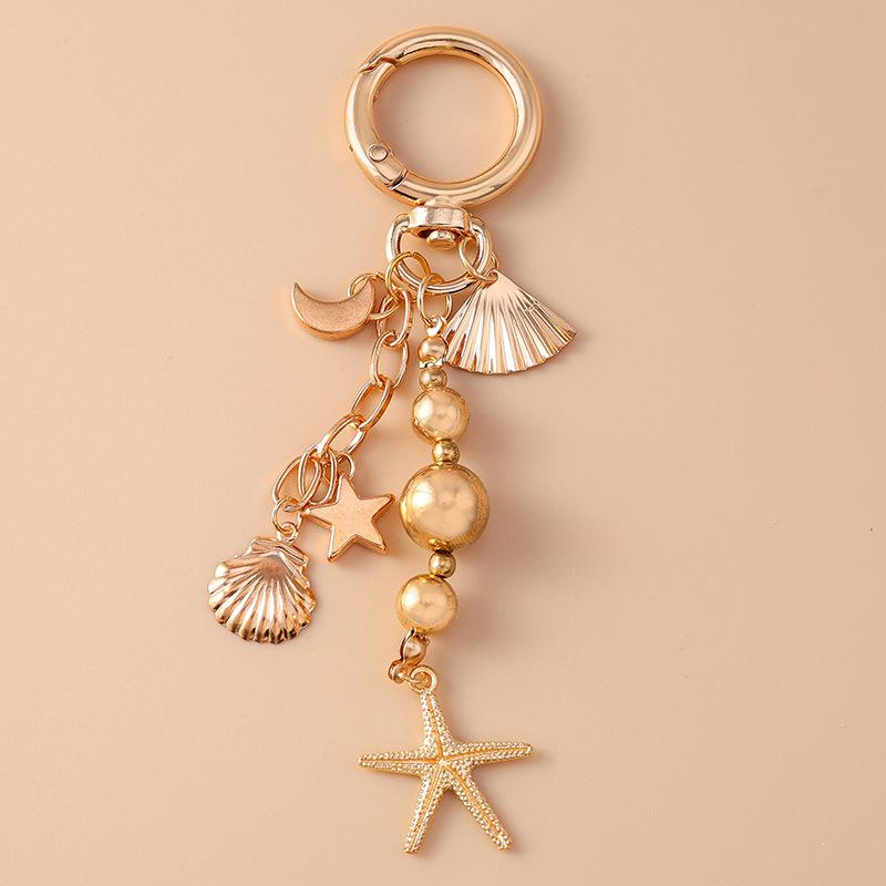 Alloy Love Heart Key Chain Shell Starfish Key Ring Pendants For Women Girls Handbag Decor Diy Handmade Jewelry Gifts