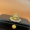 Metal Rhinestone Dog Rings Open Mouth Design Fashion Jewelry Cute Cat Ring  Work