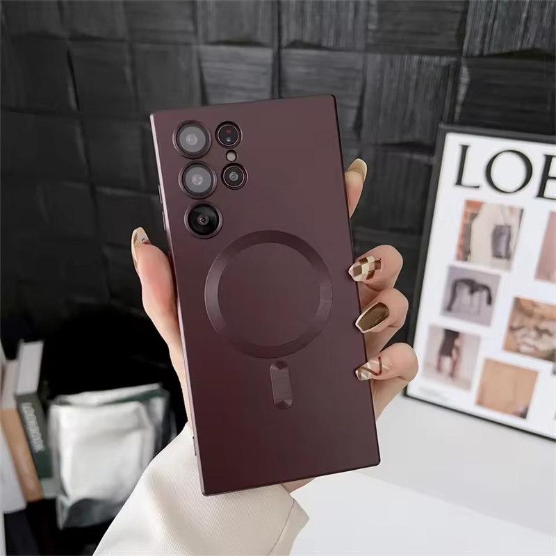 Роскошный матовый магнитный чехол для Samsung S25 S24 S23 S22 Ultra S21 S20 Plus Capa для Samsung Note 20 Ultra Magsafe Phone Cover