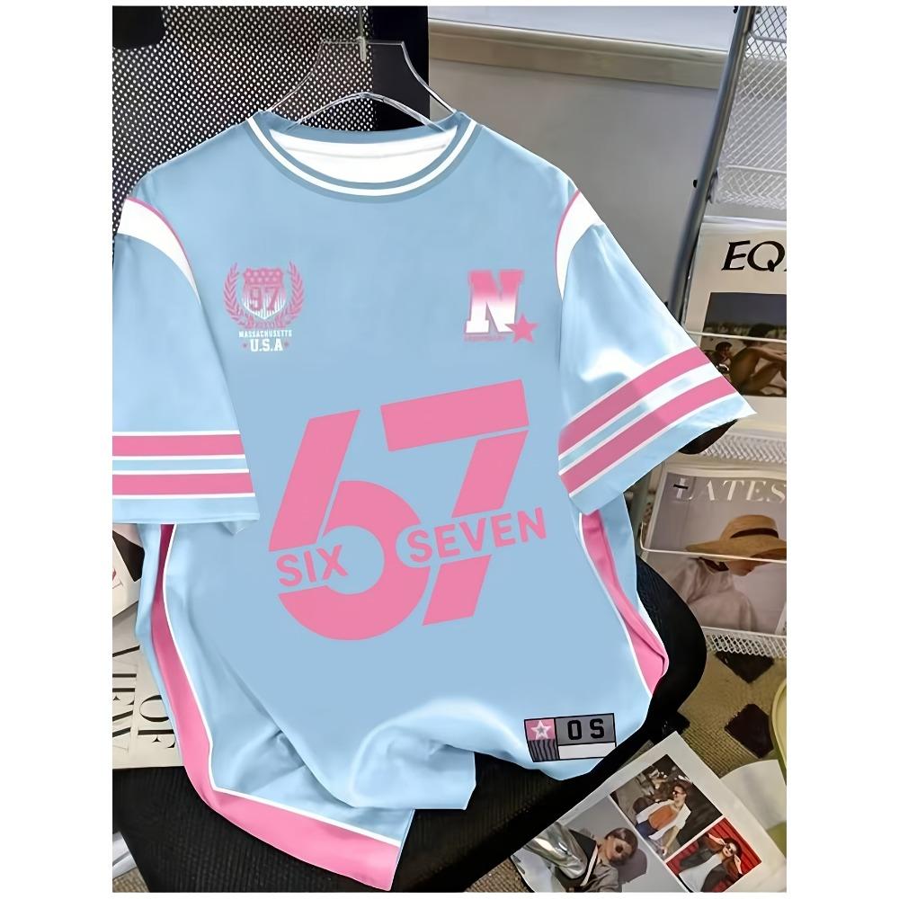 Детская футболка Летняя мода Цифра 67 Личность Американский Повседневный Цифровая печать Одежда для мальчиков Повседневная Девочка Футболки с коротким рукавом Топ