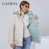 Gasman Женская осенне-зимняя куртка. Двусторонняя парка. Дизайнерская съемная шапка на кнопках. Пальто женской модной марки больших размеров 21871.