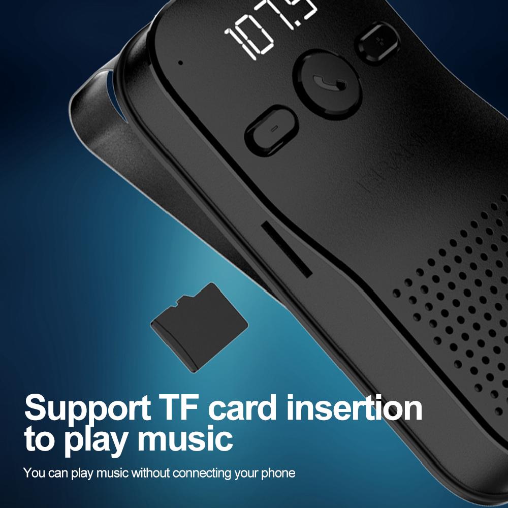 Bluetooth 5.4 Handsfree Car Kit HIFI Speaker Wireless Audio Receiver MP3 Music Player 1000Mah Noise Cancelling Sun Visor Clip