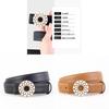Womens Pearl Embellished Leather Belt With Alloy Buckle For Casual Dress And Jeans Accessories