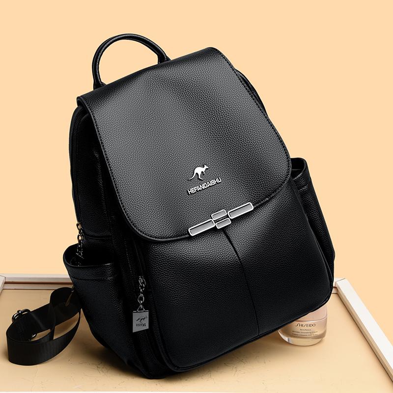 Кожаный рюкзак Женский дорожный рюкзак большой вместимости