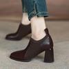 Fashion 2024 New Women Retro Naked Boots Stretch Knitted Autumn Shoes Slip On Square High Heels Ankle Black