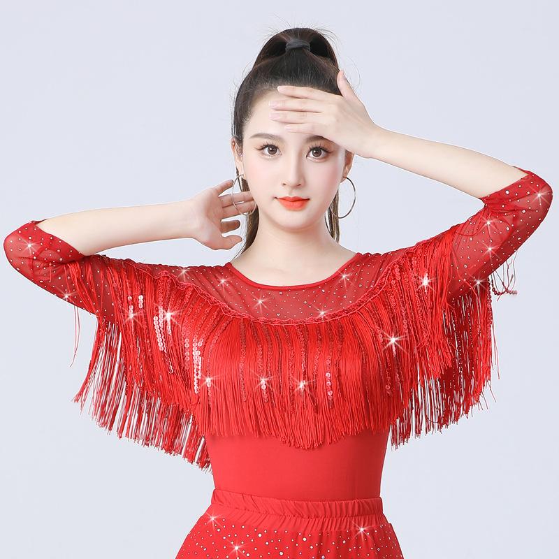 Tassel Modern Dance Top Women Square Dance Clothing Evening Dresses Gitba National Standard Ballroom Samba Latin Dance