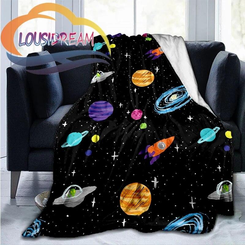Space Universe Vector and Many Planets In Galaxy Series Wool Blanket Cashmere Fashion Flannel Blanke