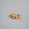 Vintage Western Carved Lace Emerald & Pearl Index Finger Ring for Women