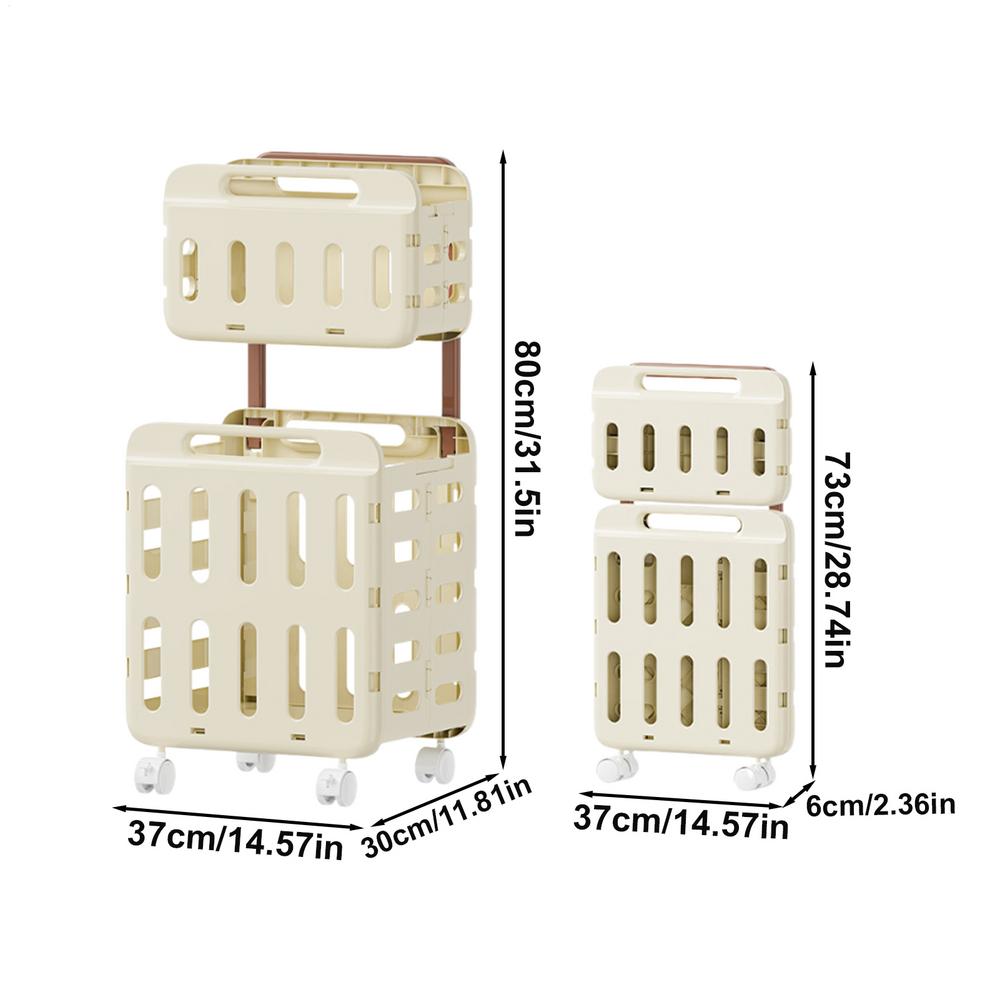 Rolling Laundry Hamper Travel Laundry Basket With Handle Double Layer Hamper Clothes Storage With Wheels For Socks Underwear