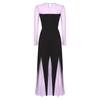 Womens Sweetheart Neckline Long Sleeve Patchwork Mermaid Hem Maxi Dress