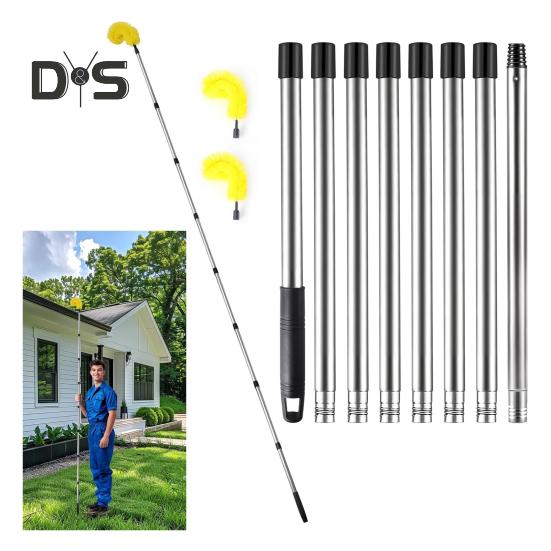 Телескопическая щетка для очистки водостоков Инструмент для очистки водостоков с 8 съемными телескопическими штангами и 2 чистящими щетками