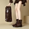 Women's Low-heeled Boots Autumn and Winter New European and American Thick-heeled Large-size Roman Medium Boots
