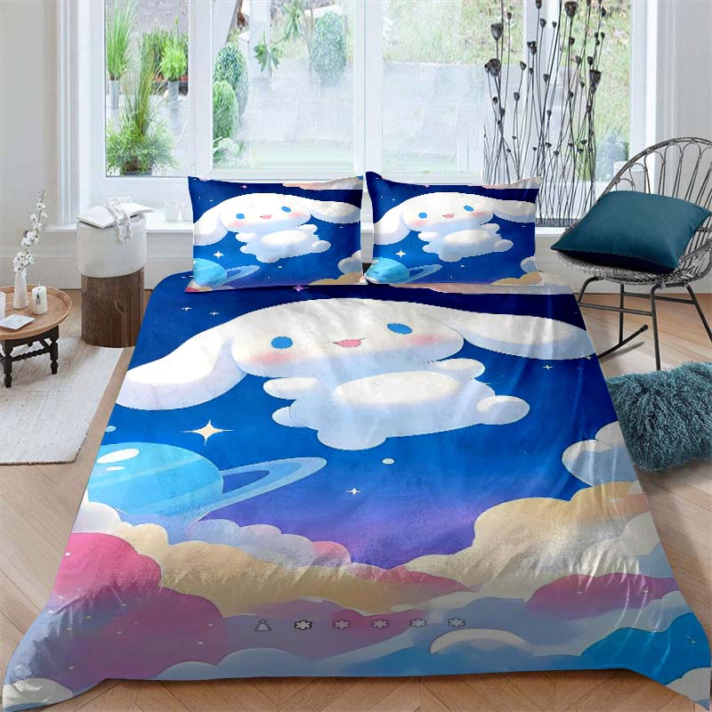 Cinnamoroll patterned soft and comfortable duvet cover, children's bedding set, available in king, large, single and double size
