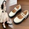 Женские новые неглубокие туфли-мэри джейн на толстой подошве с пряжкой, маленькие кожаные туфли в модном стиле