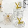 Elk Lid Top Replacement Handle Plastic Golden Reindeer Figurine Small Animal Sculpture for Glass Pot Lids Storage Box Jewelry Box
