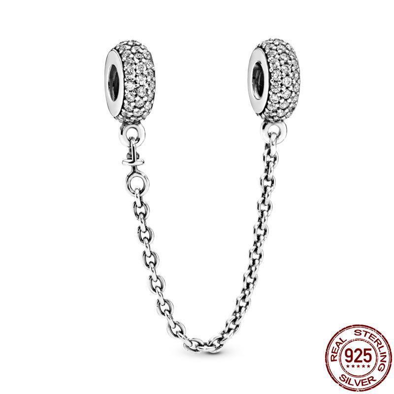 Классические защитные цепочки из стерлингового серебра 925 пробы, подвеска из бисера, подходит для оригинального браслета диаметром 3 мм, модные ювелирные изделия