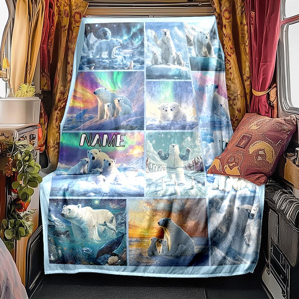 Bear Couple Blanket Personalized Name Soft Comfortable Stylish Blanket Car Blanket Perfect For Travel Camping Outdoor Home Suitable For All Seasons