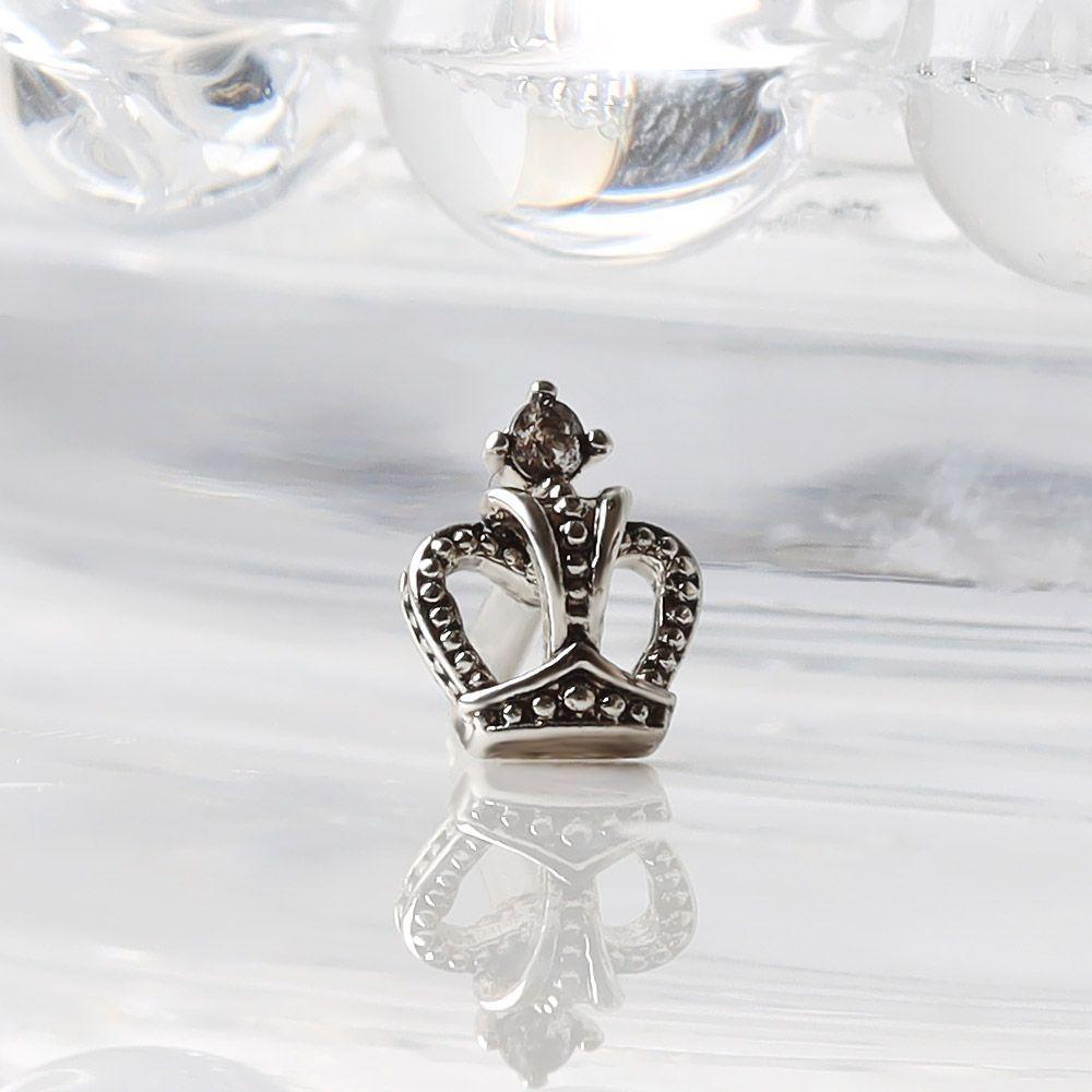 Women's Cubic Zirconia Crown Antique Silver Surgical Steel Piercing