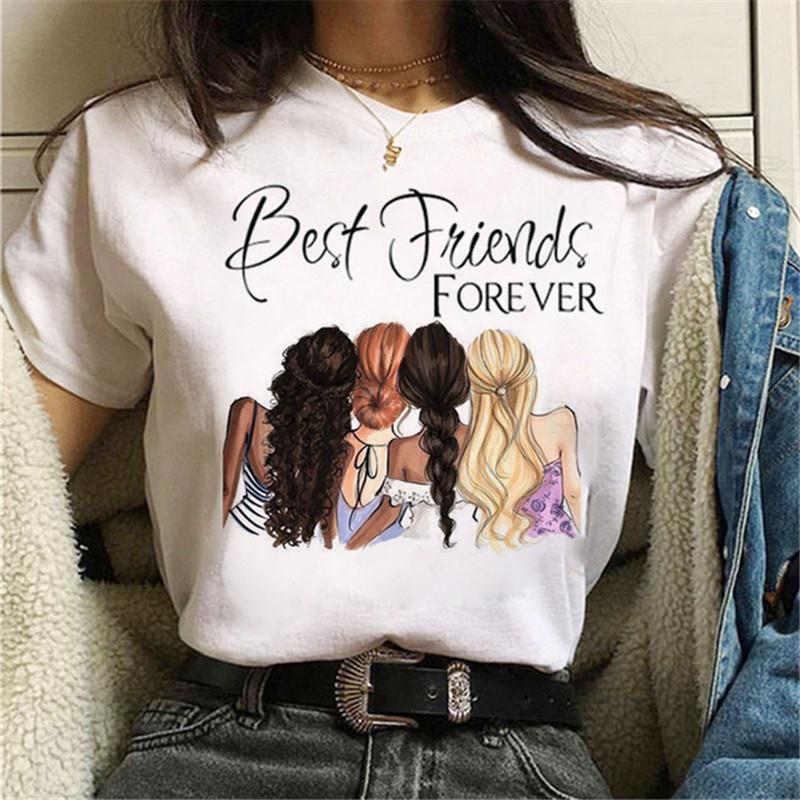 Fashion Friends Женская футболка с рисунком из мультфильма Женская футболка в стиле хип-хоп Женские рубашки Летний топ Уличная женская одежда