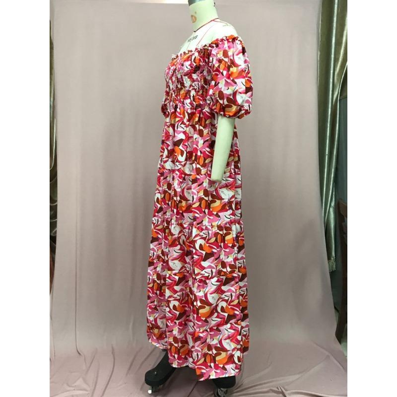 Women's Summer Printed One Shoulder Holiday Sexy Loose Dresses