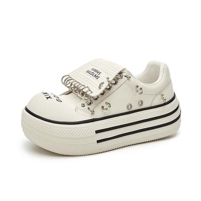 Новые белые туфли на платформе женские летние дышащие с большой головкой для увеличения роста нишевая субкультура повседневные белые туфли с шипами на губах