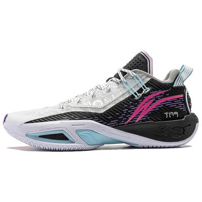Li Ning Удобная Амортизация Дышащие Низкие Баскетбольные Кроссовки Мужские Черно-Белые ABPU003-5