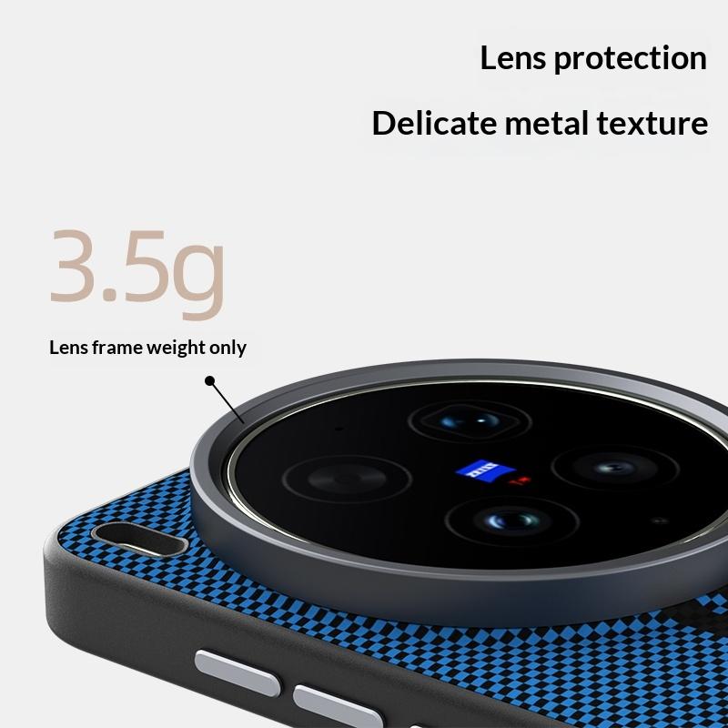Чехол для телефона с узором из углеродного волокна для Vivo X300 Ultra X300s X200 Pro Mini X200 с рамкой для объектива из сплава, магнитная крышка с поддержкой беспроводной зарядки
