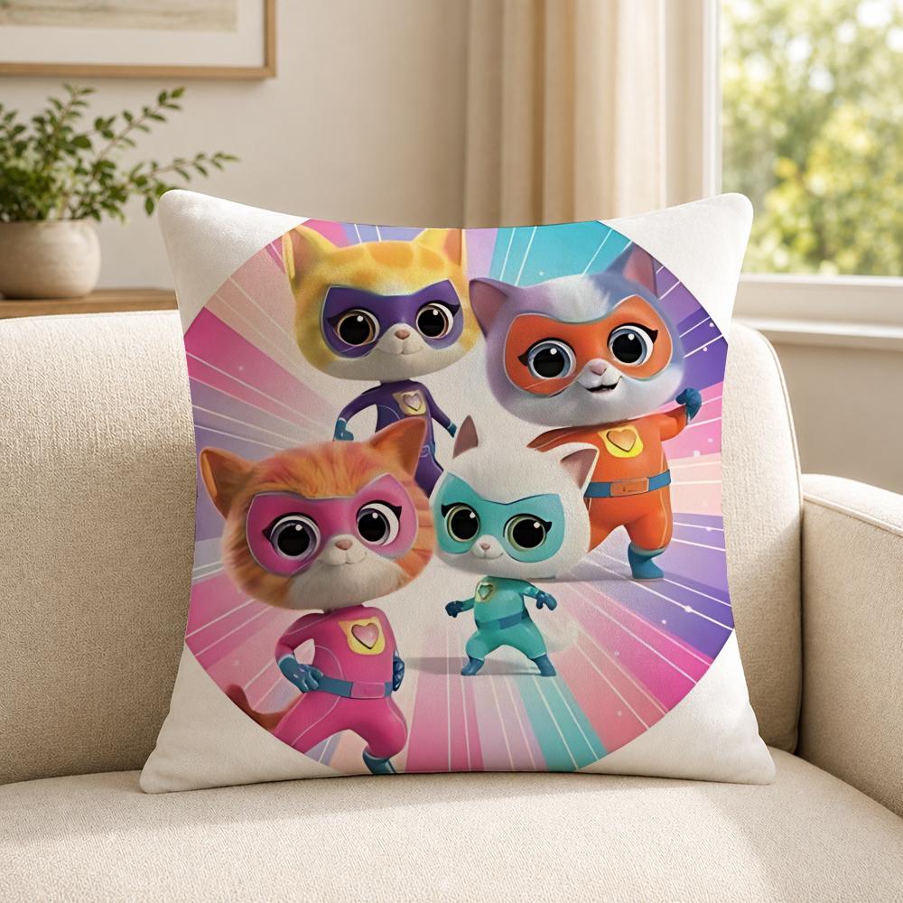 Cartoon SSuperKitties Cushion Cover Soft Short Plush SkinFriendly Cushion Case for MultiScene Use