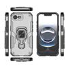 For iPhone 16e Phone Case WANLONFENG PC TPU Back Cover Kickstand with Tempered Glass