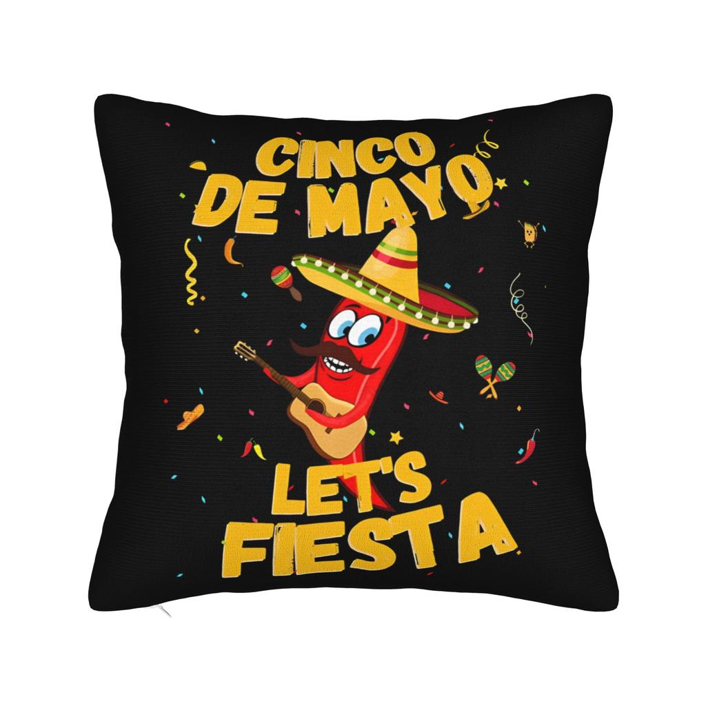 Let'S Fiesta Party Printed Pillow Case Mexican Amigo Cinco De Mayo Sombrero Morden Pillow Cover Soft Pillowcases