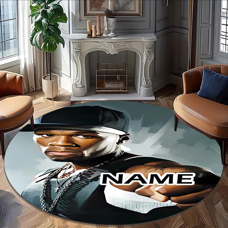 Customizable Rapper1 Round Non-Slip Carpet - Ideal for Garden, Picnic, Office, Perfect for Decoration, Suitable For All Seasons