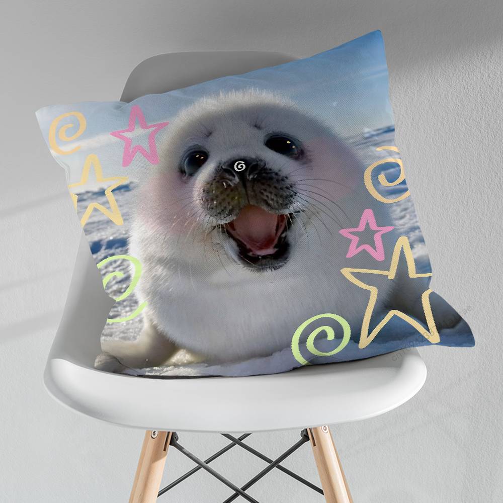 Animal Seal Cute Throw Pillow Case Living Room Sofa Cushion Cover For Home Bedroom Decoration Protector