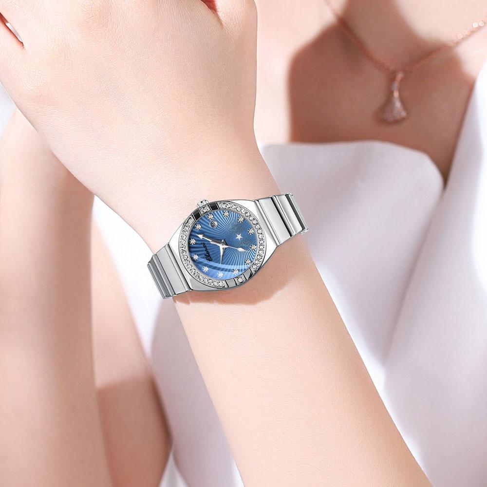 Женские часы Модные платья Кварцевые наручные часы Водонепроницаемые Светящиеся часы для женщин Алмазная шкала Reloj Mujer