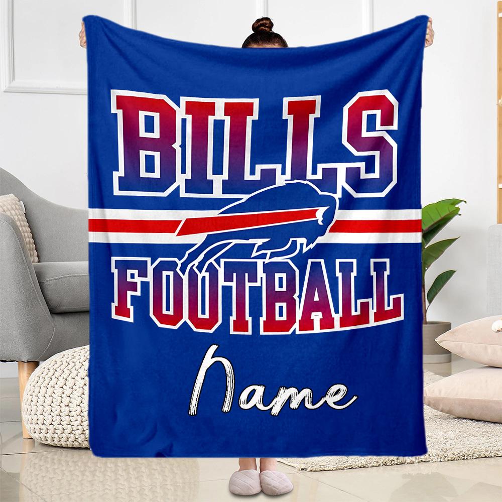 Buffalo Bills Football Personalized Text Blanket Multi-purpose Customizable Blanket Durable Comfort Great for Sofa Office Chair Nap Living Room