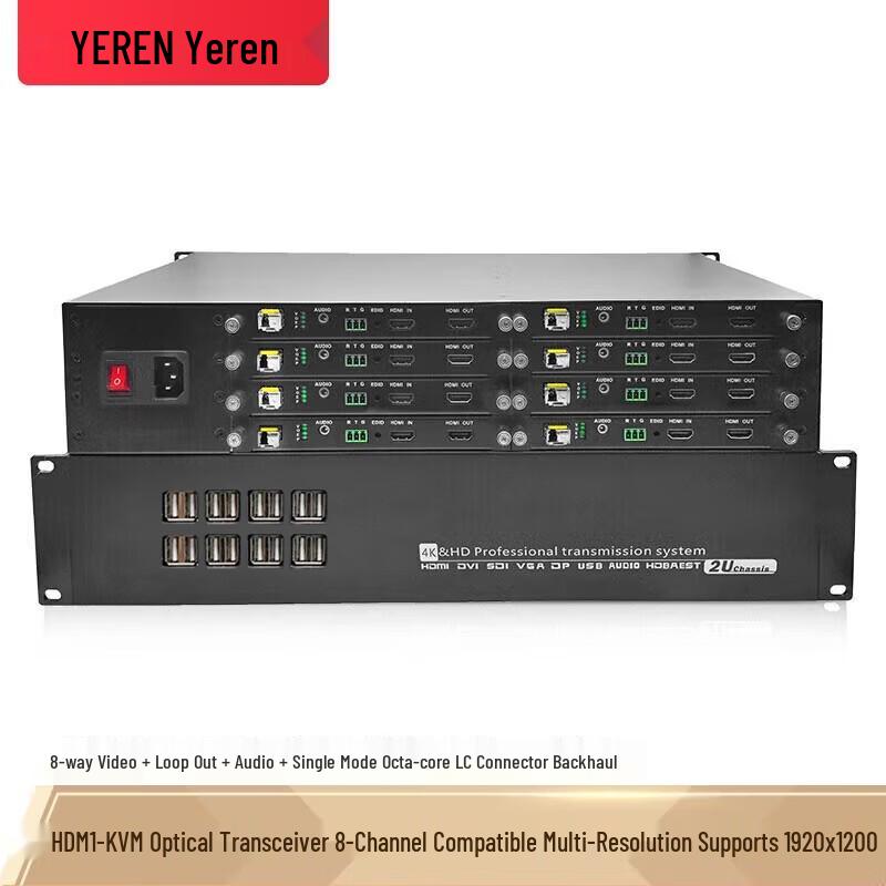 Yeren 8-Channel HDMI-KVM Fiber Optic Extender